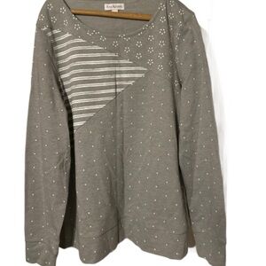 Kim Rogers, Gray Patterned Long Sleeve Top